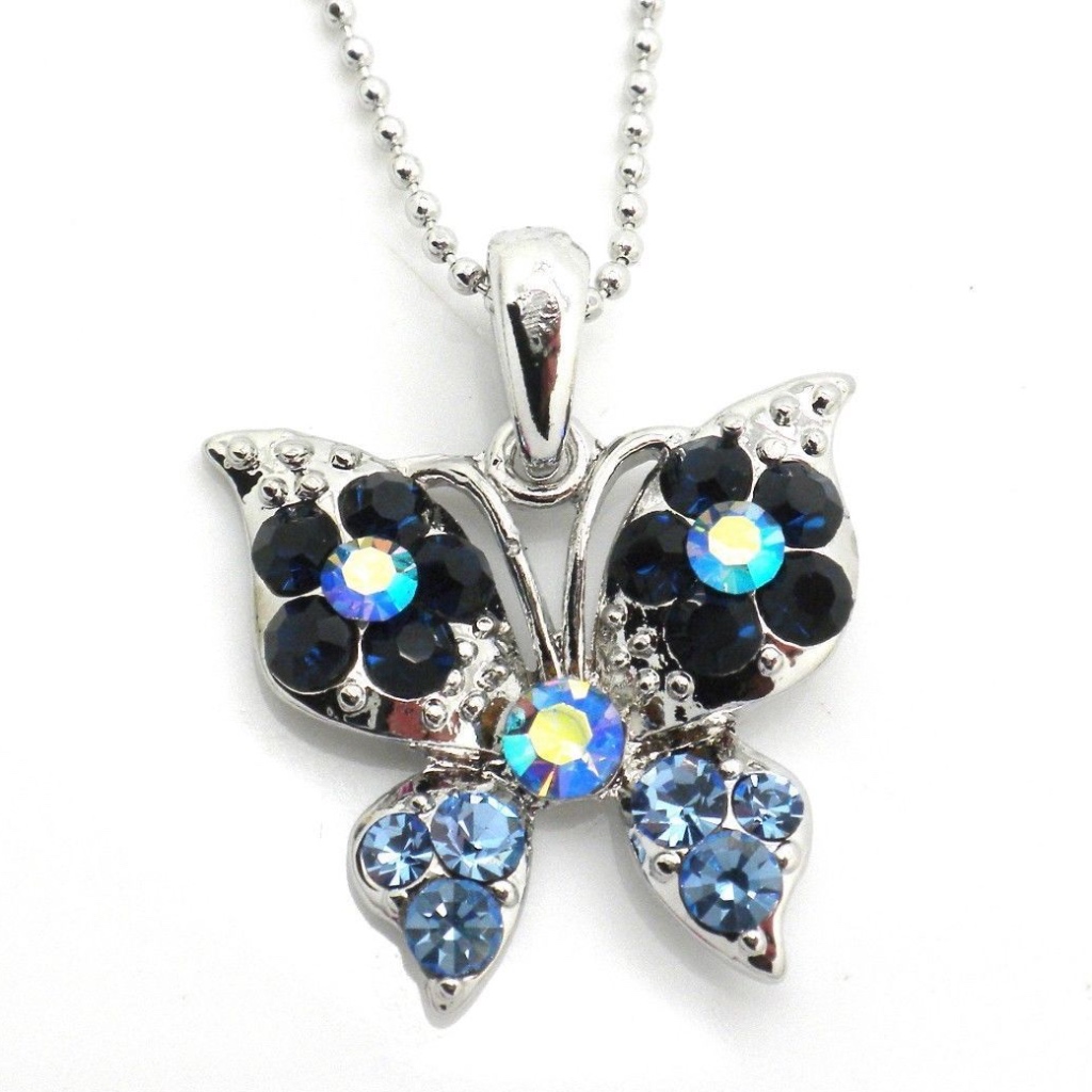 Blue Butterfly Crystal Necklace